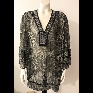Evolution JMS Animal Print Sheer blouse